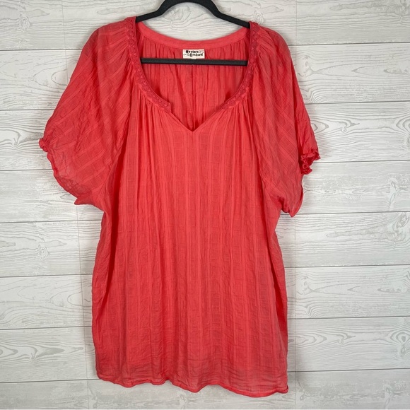Hester & Orchard Coral V-Neck Blouse Size 3X - Picture 1 of 7